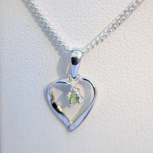 Peridot Silver Heart Necklace