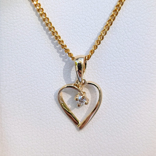 Cubic Zirconia 9ct Heart Necklace