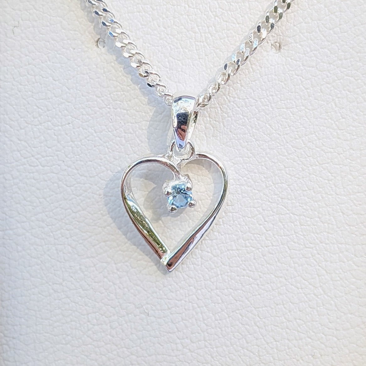 Topaz Silver Heart Necklace