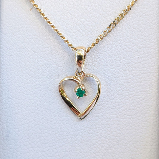 Emerald 9ct Heart Necklace