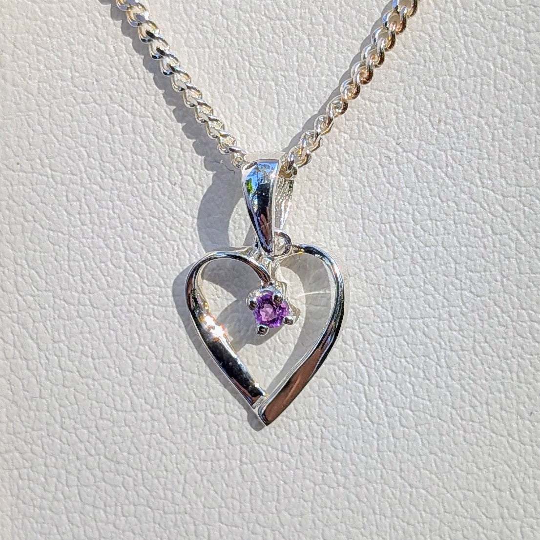 Amethyst Silver Heart Necklace