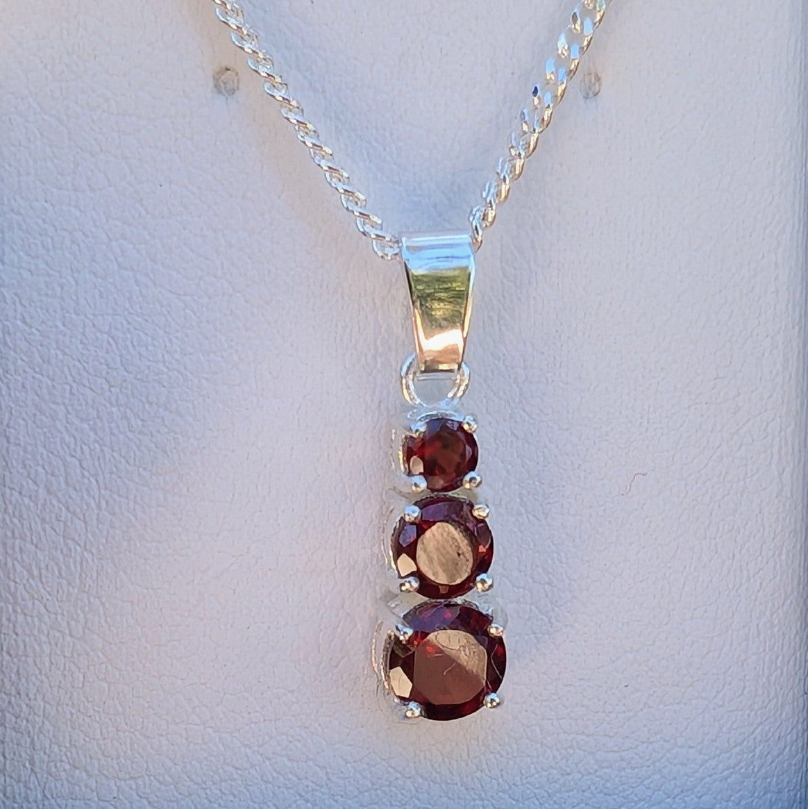 Garnet Silver Snowman Necklace