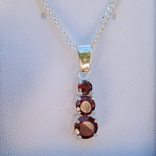 Garnet Silver Snowman Necklace