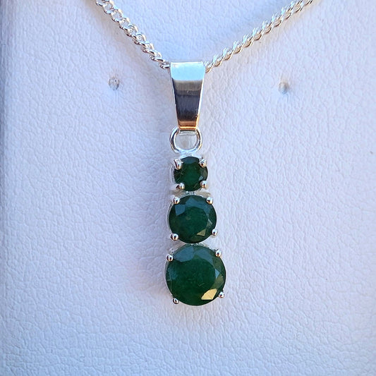 Emerald Silver Snowman Necklace