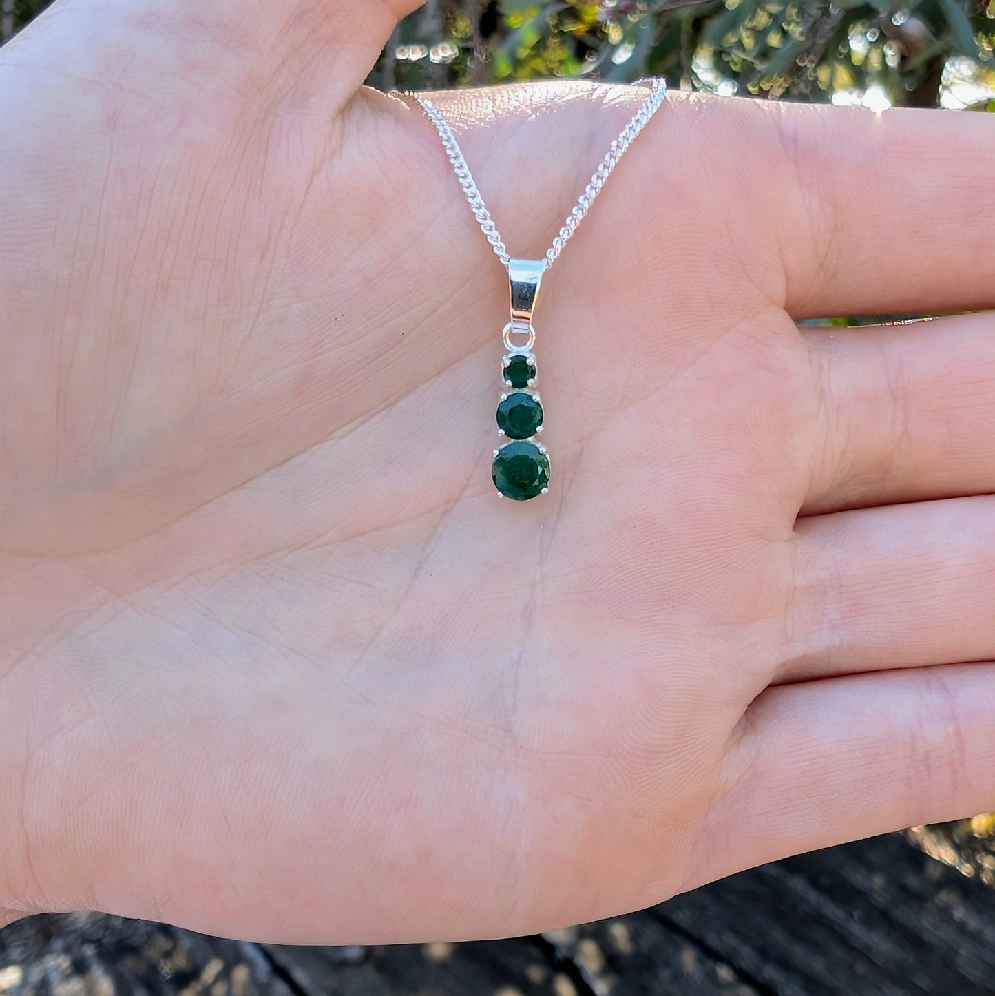 Emerald Silver Snowman Necklace