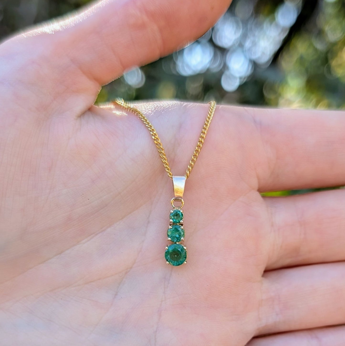 Emerald 9ct Snowman Necklace