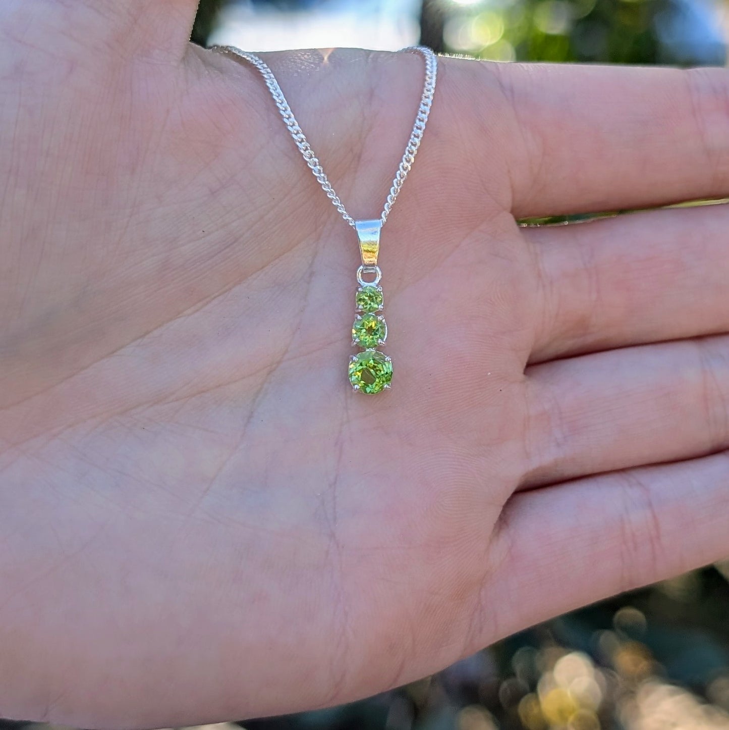 Peridot Silver Snowman Necklace