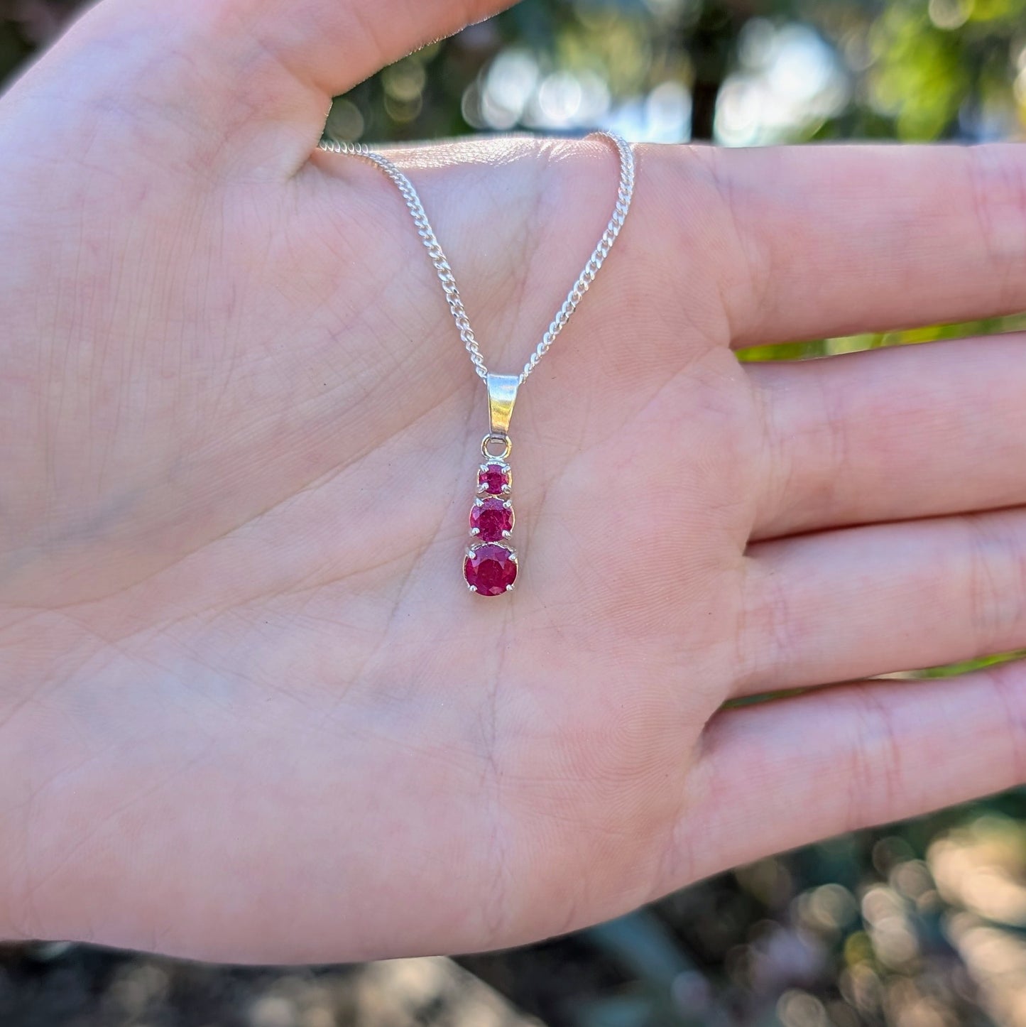 Ruby Silver Snowman Necklace