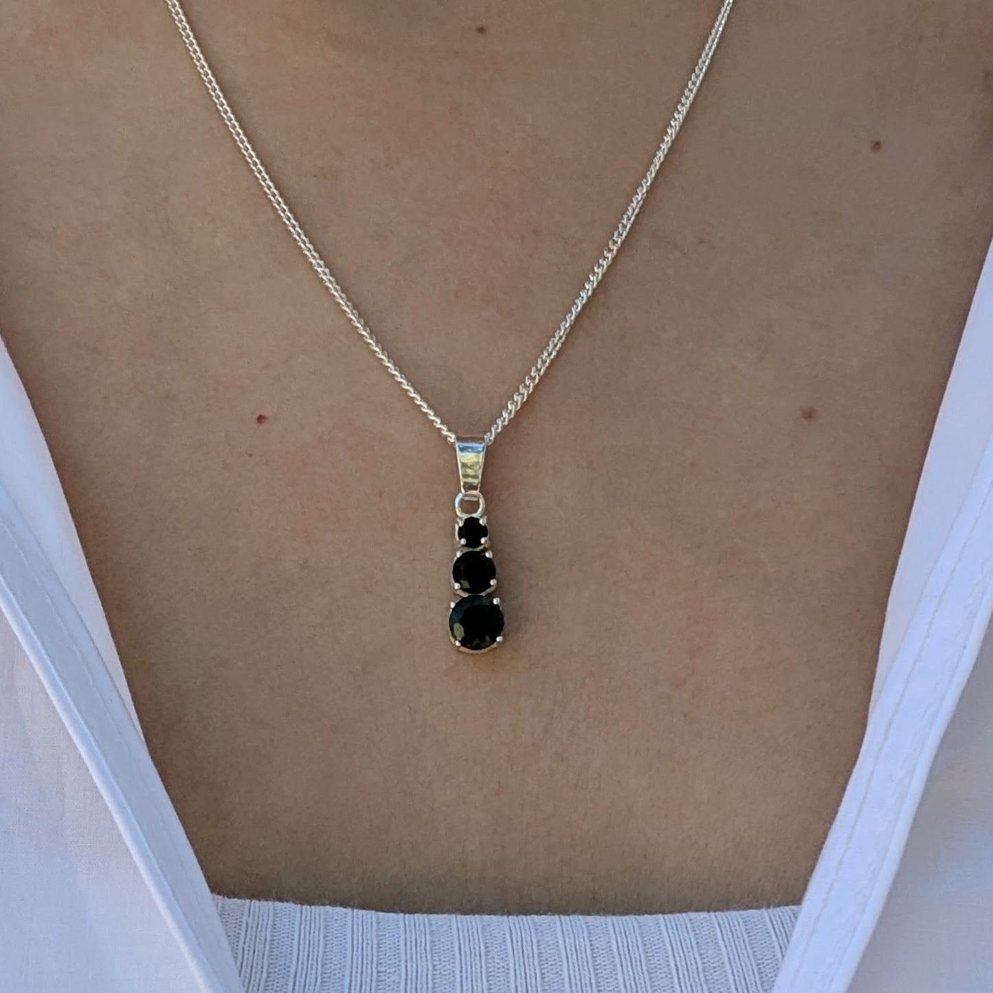 Sapphire Silver Snowman Necklace