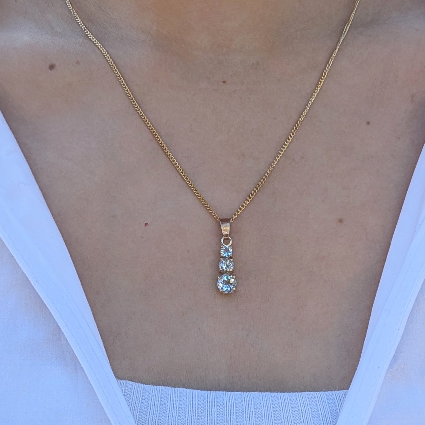 Aquamarine 9ct Snowman Necklace