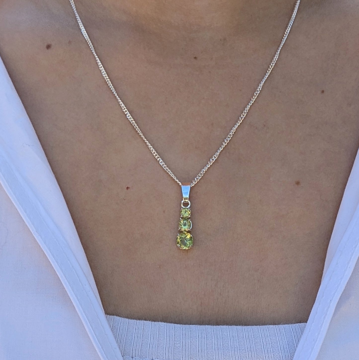 Peridot Silver Snowman Necklace