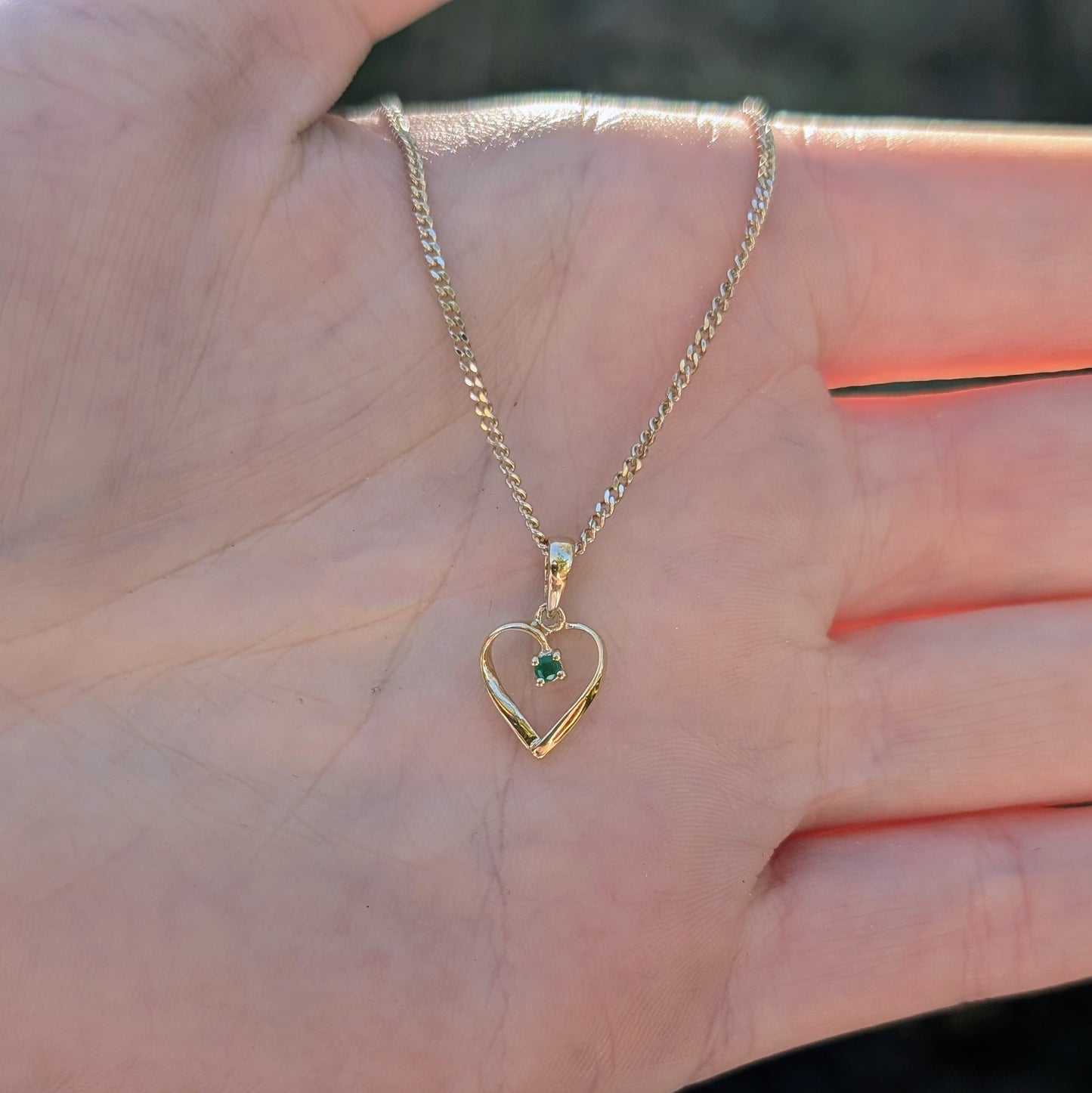Emerald 9ct Heart Necklace