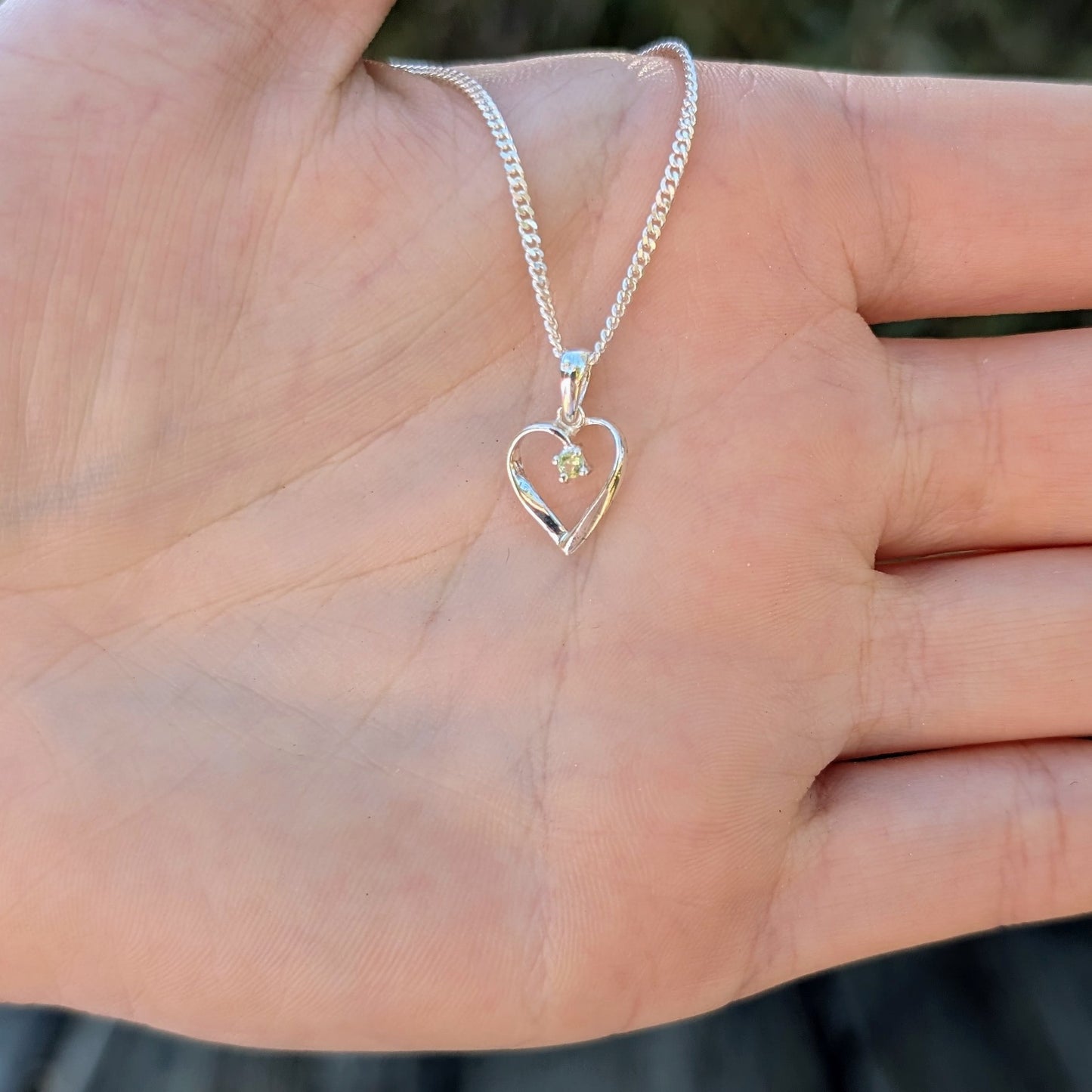 Peridot Silver Heart Necklace