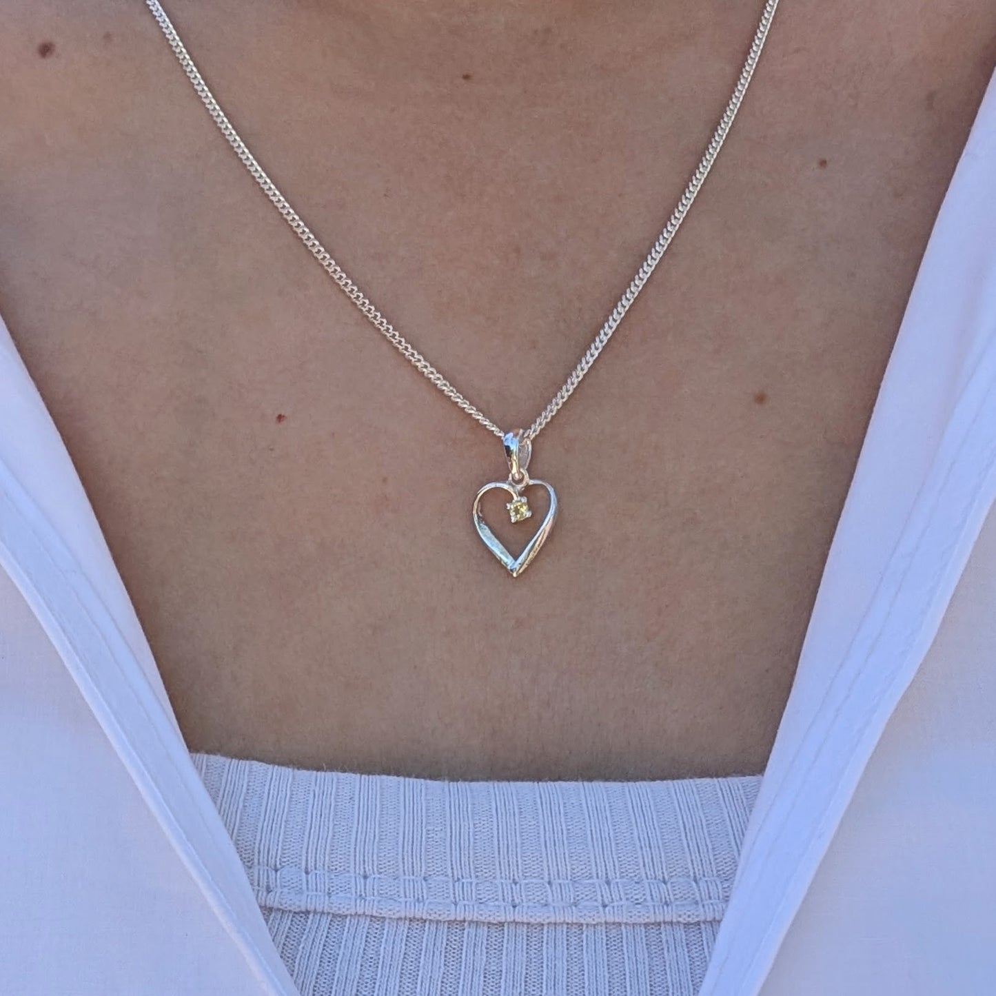 Peridot Silver Heart Necklace