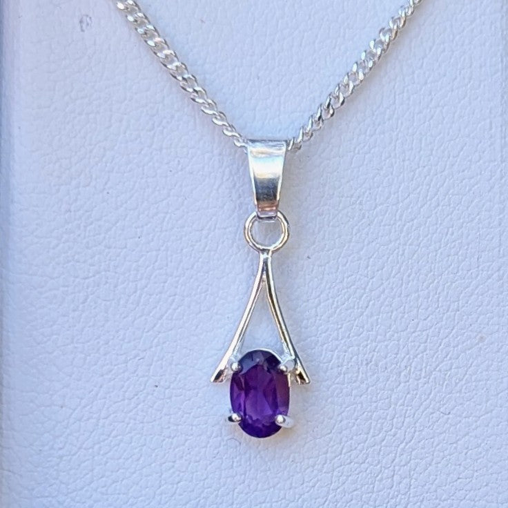 Amethyst Silver 6x4a Necklace