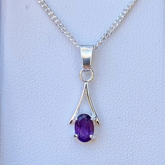 Amethyst Silver 6x4a Necklace
