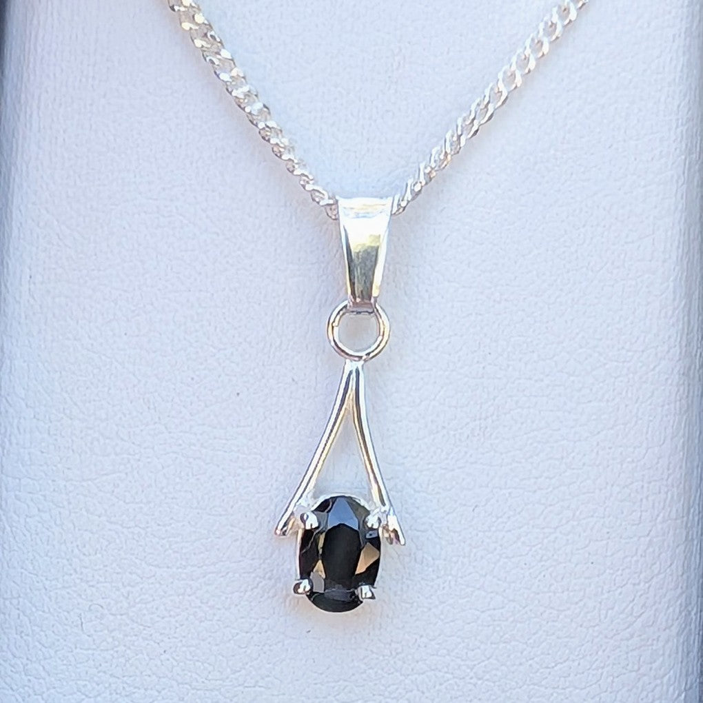 Sapphire Silver 6x4a Necklace