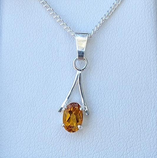 Citrine Silver 6x4a Necklace