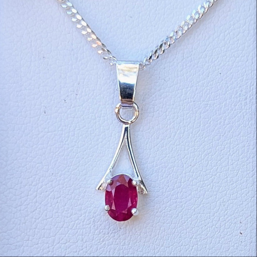 Ruby Silver 6x4a Necklace