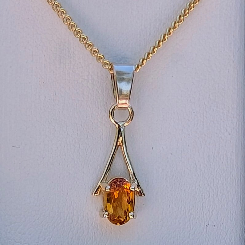 Citrine 9ct 6x4a Necklace