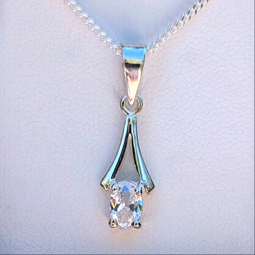 Cubic Zirconia Silver 6x4a Necklace