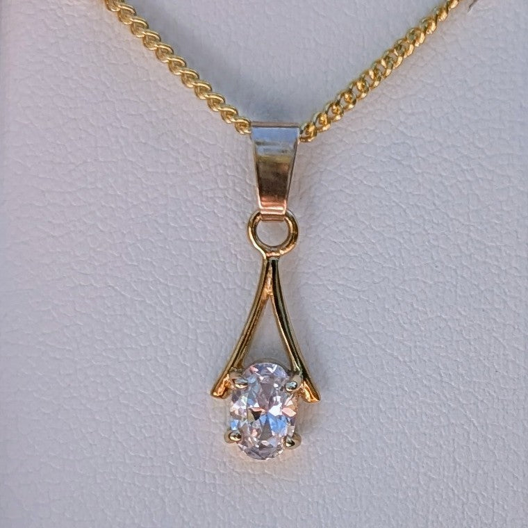 Cubic Zirconia 9ct 6x4a Necklace