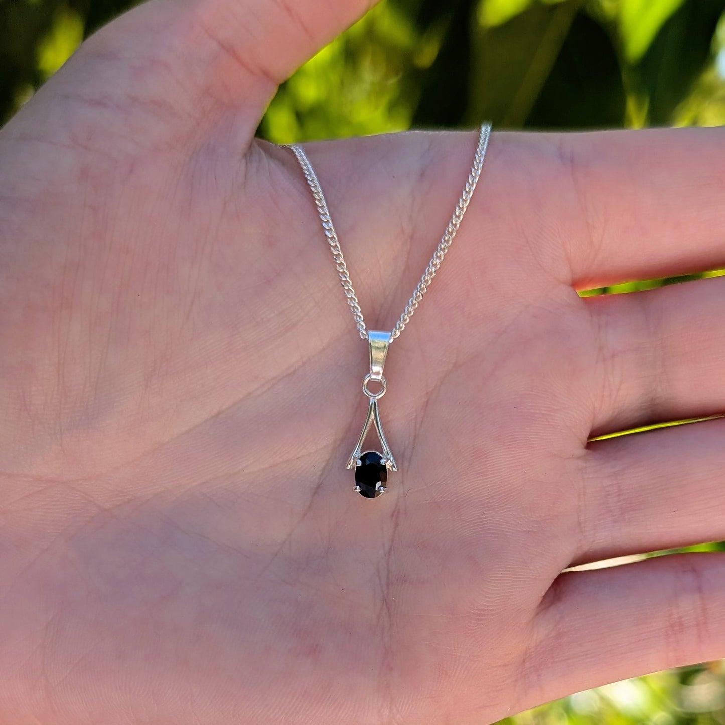Sapphire Silver 6x4a Necklace