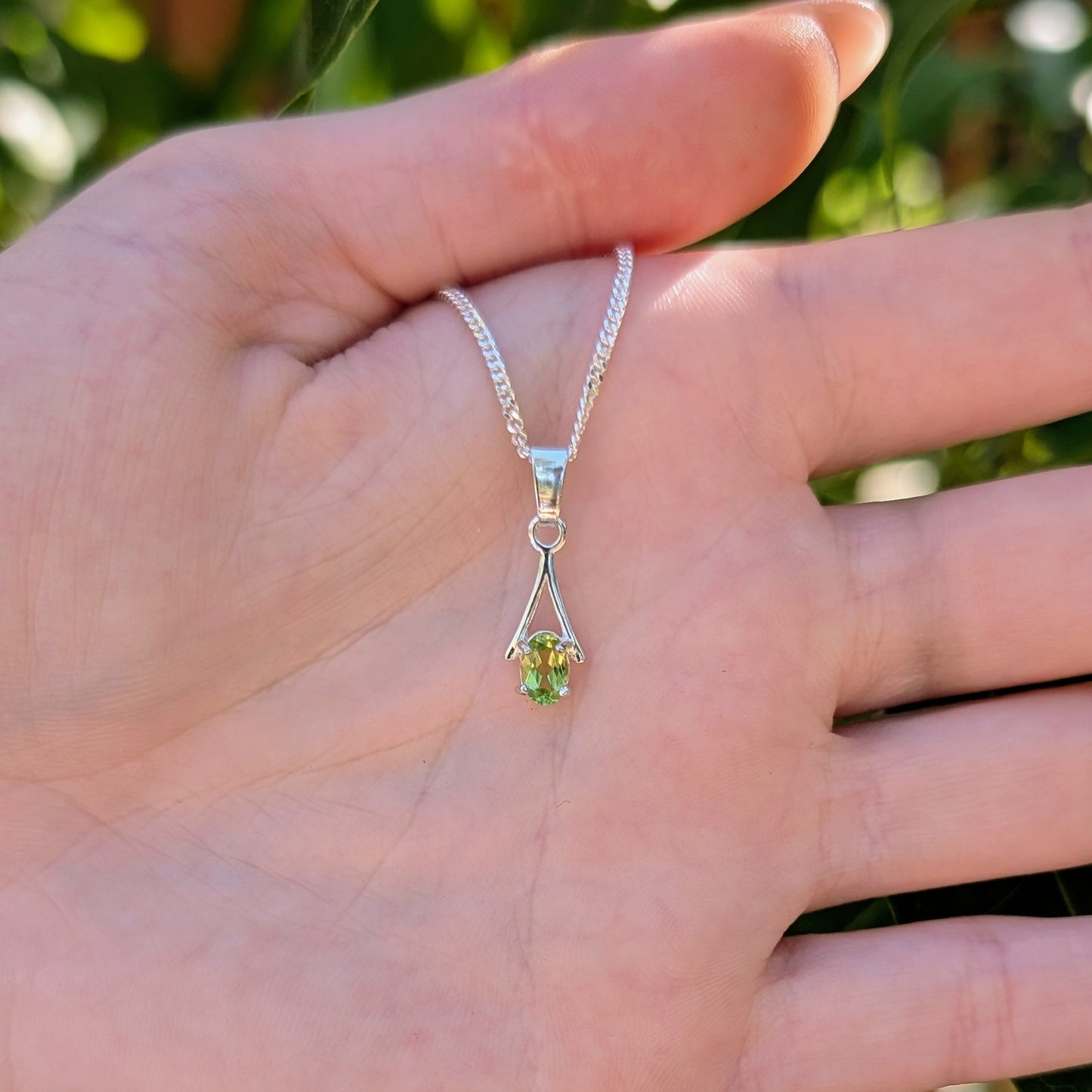 Peridot Silver 6x4a Necklace