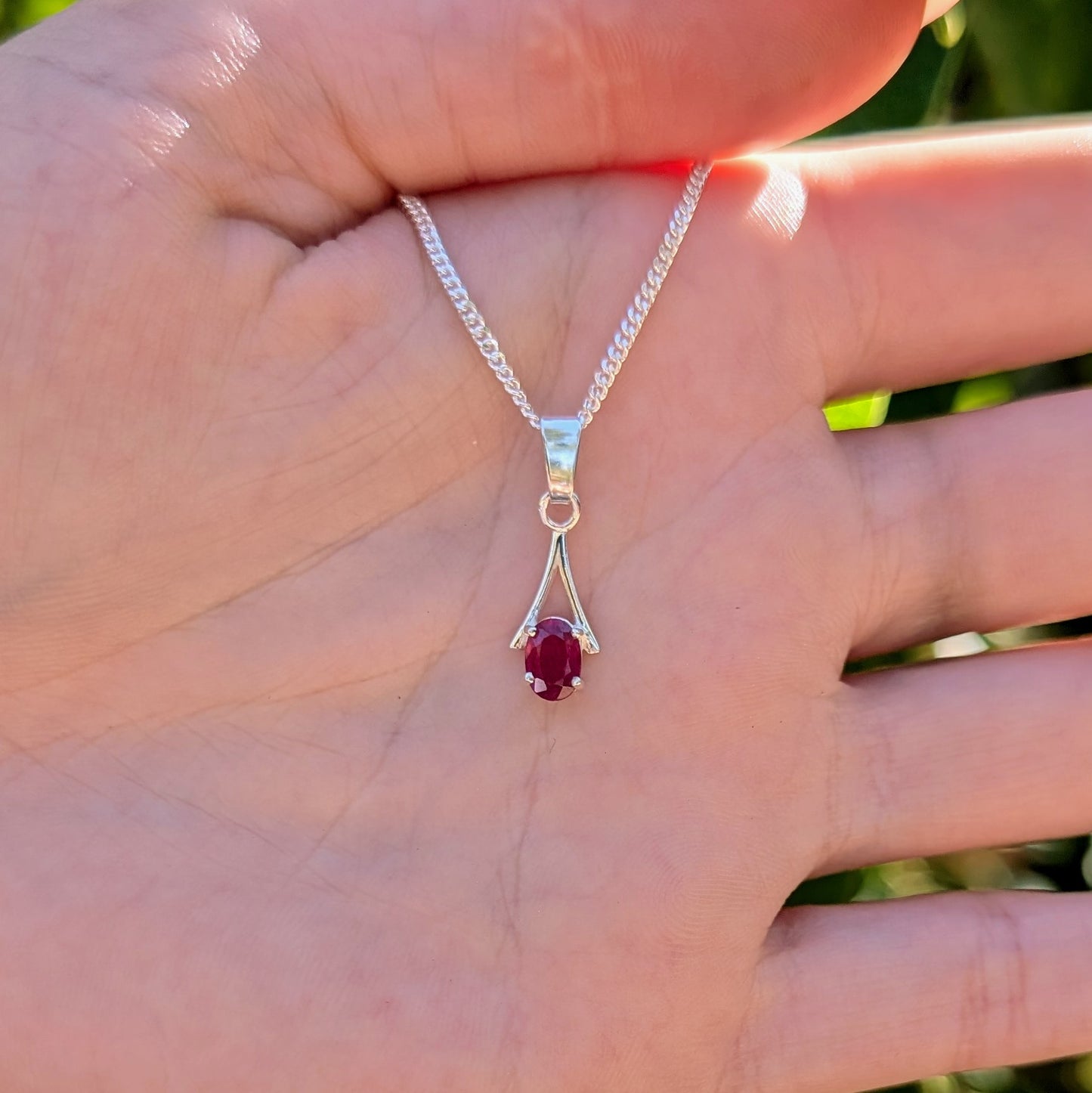 Ruby Silver 6x4a Necklace