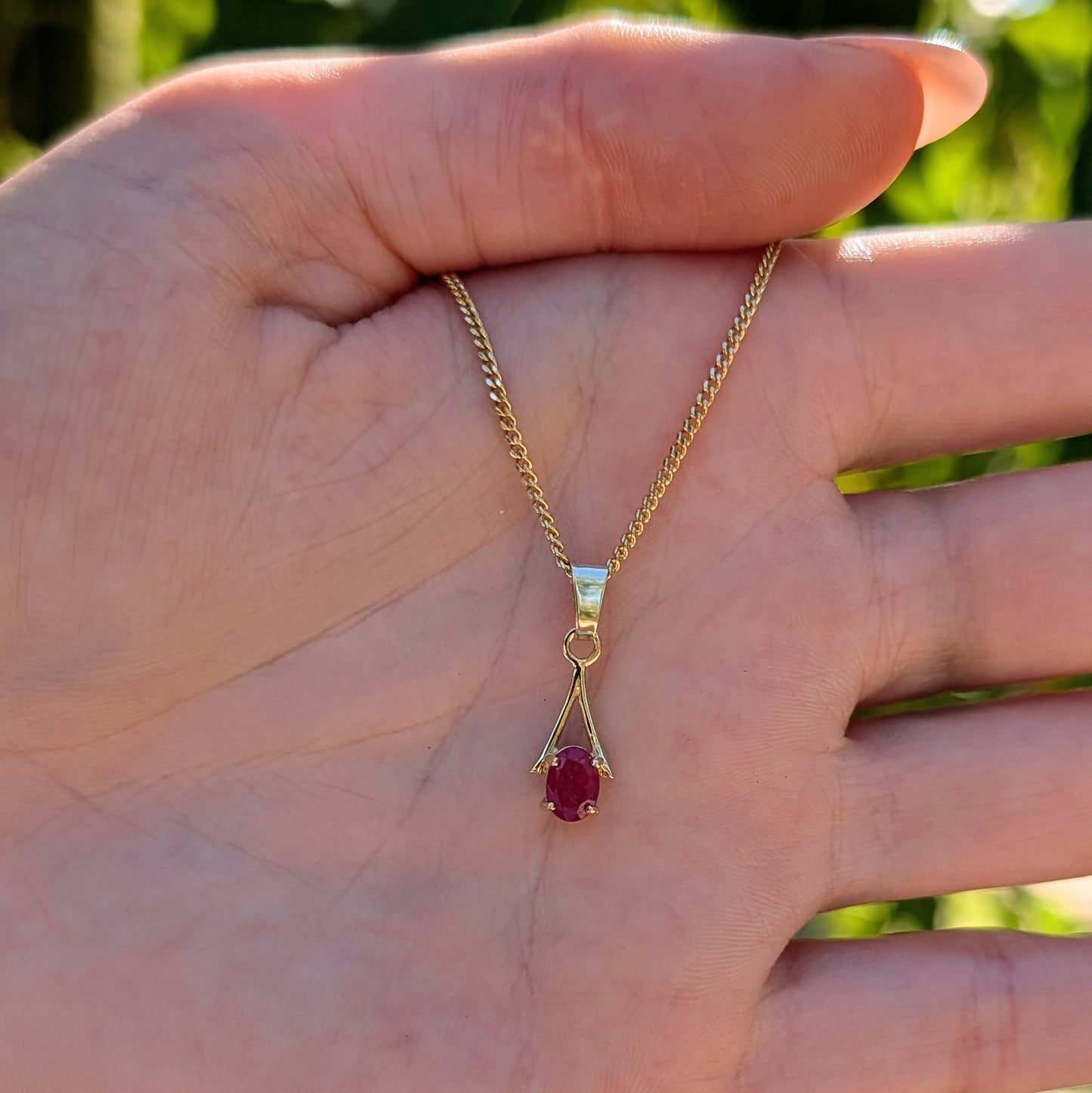 Ruby 9ct 6x4a Necklace
