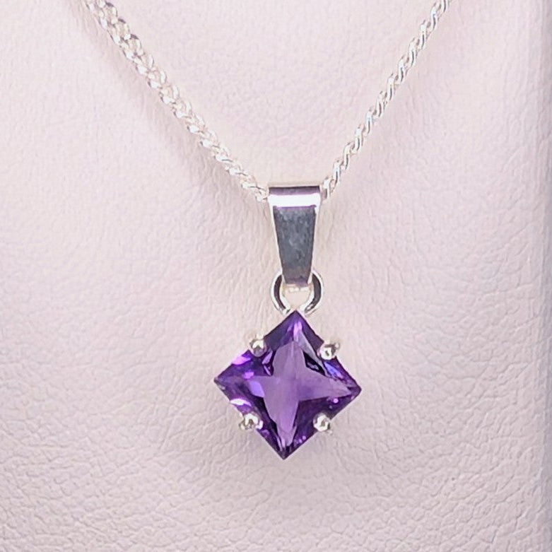 Amethyst Silver 6mm Princess Necklace
