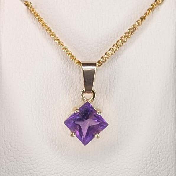 Amethyst 9ct 6mm Princess Necklace