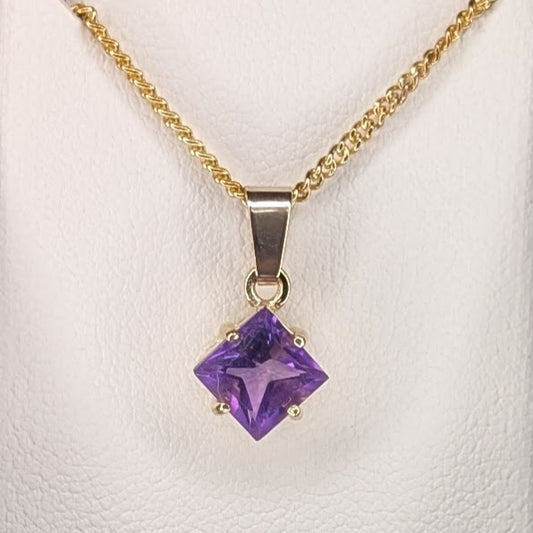 Amethyst 9ct 6mm Princess Necklace