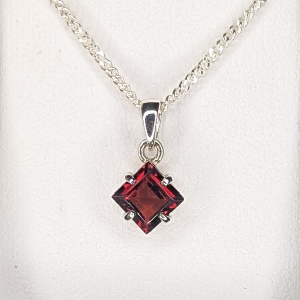 Garnet Silver 6mm Princess Necklace