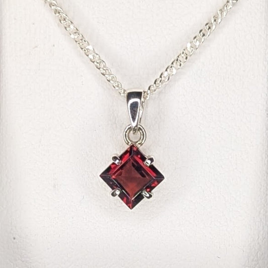 Garnet Silver 6mm Princess Necklace