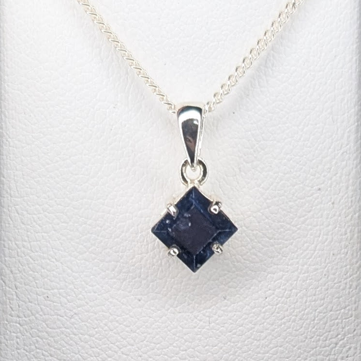 Sapphire Silver 6mm Princess Necklace
