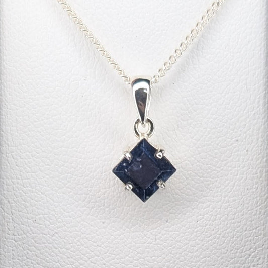 Sapphire Silver 6mm Princess Necklace