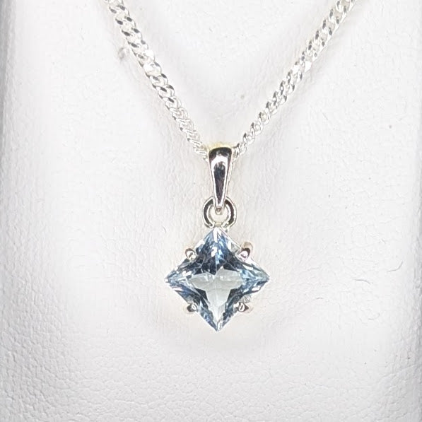 Topaz Silver 6mm Princess Necklace