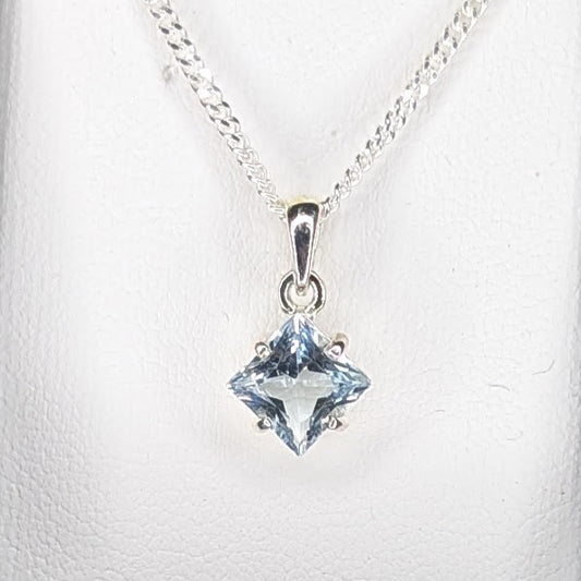 Topaz Silver 6mm Princess Necklace