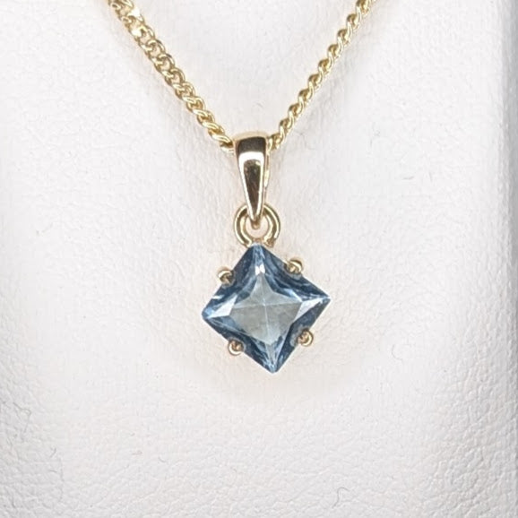 Topaz 9ct 6mm Princess Necklace