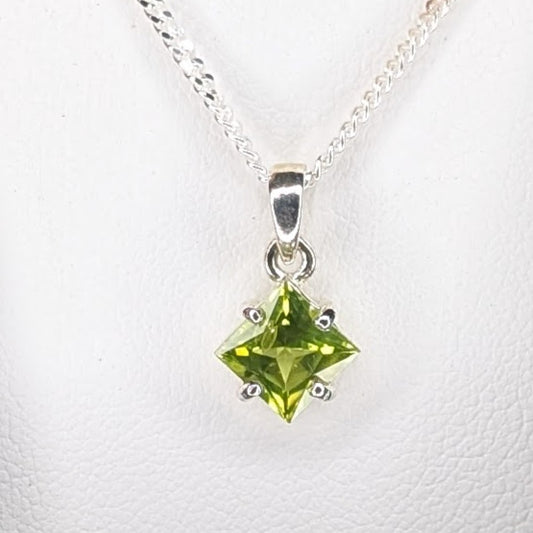 Peridot Silver 6mm Princess Necklace