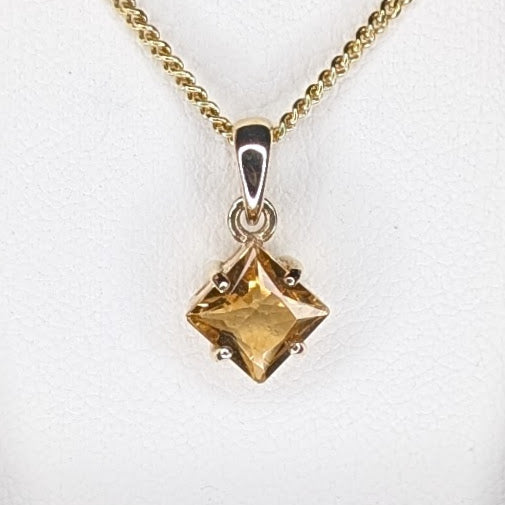 Citrine 9ct 6mm Princess Necklace