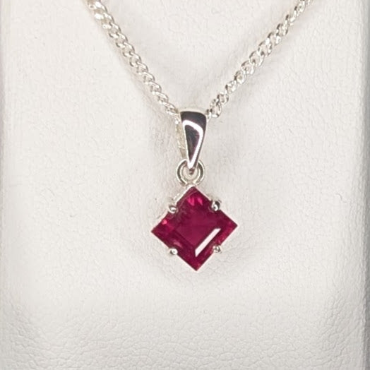 Ruby Silver 6mm Princess Necklace