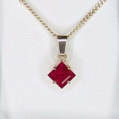 Ruby 9ct 6mm Princess Necklace