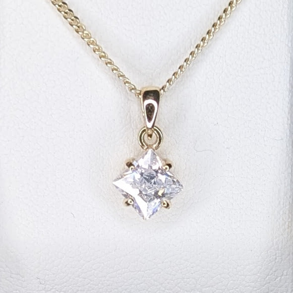 Cubic Zirconia 9ct 6mm Princess Necklace