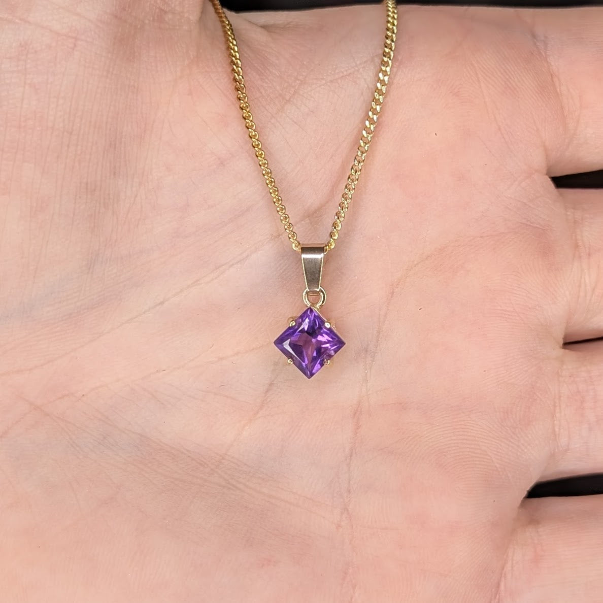 Amethyst 9ct 6mm Princess Necklace