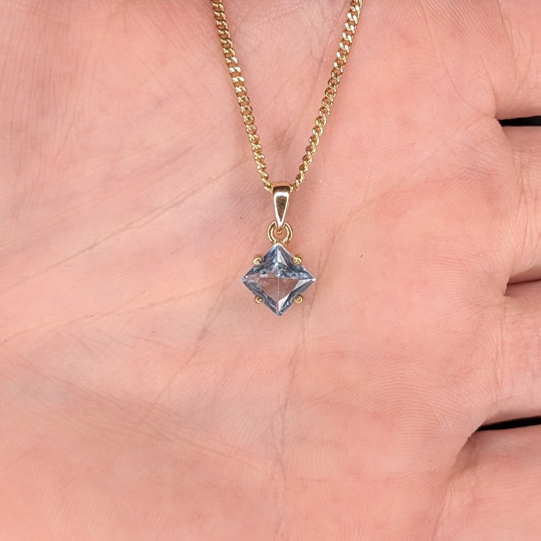 Topaz 9ct 6mm Princess Necklace