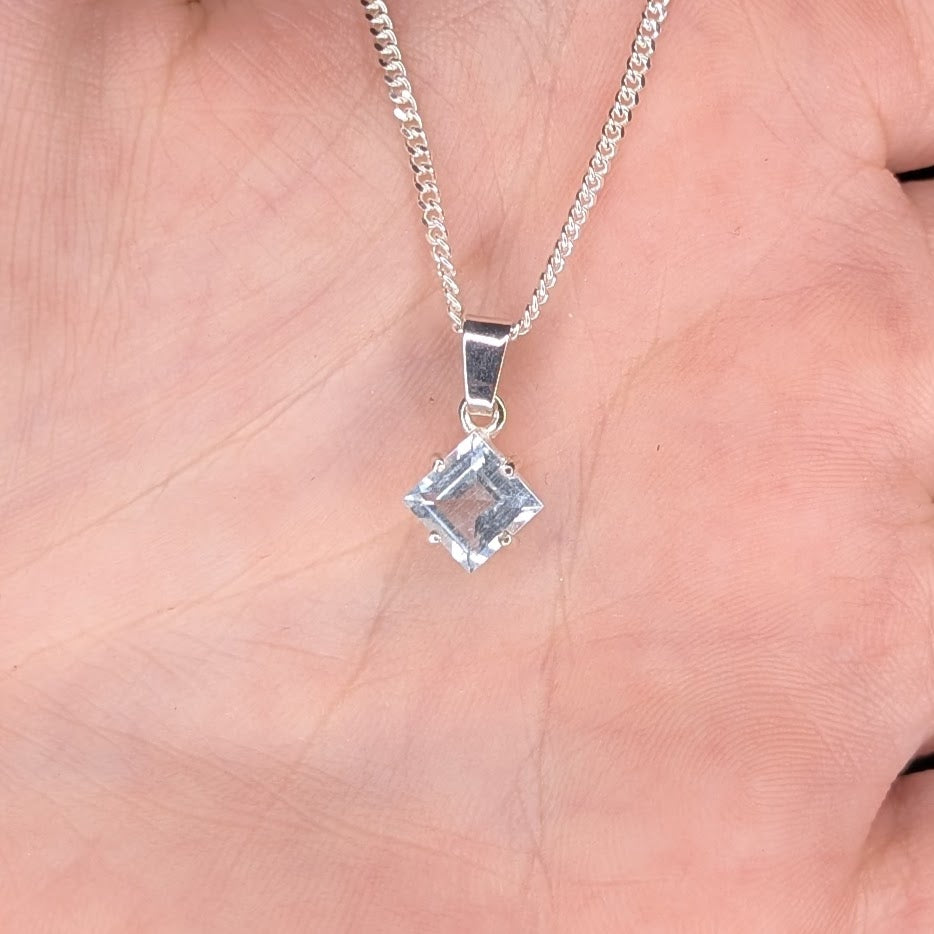 Topaz Silver 6mm Princess Necklace