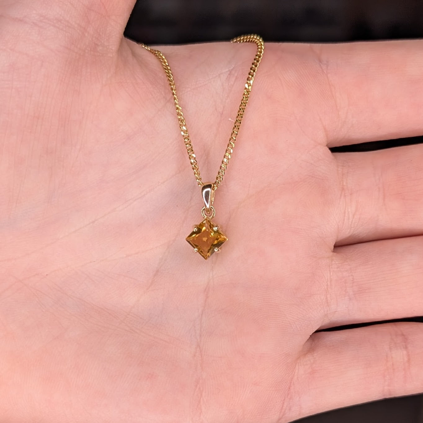 Citrine 9ct 6mm Princess Necklace