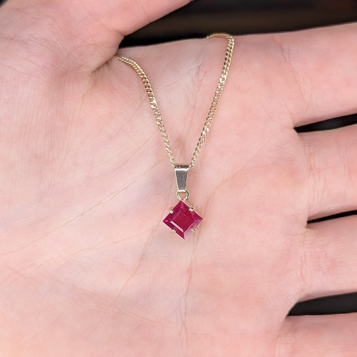 Ruby 9ct 6mm Princess Necklace